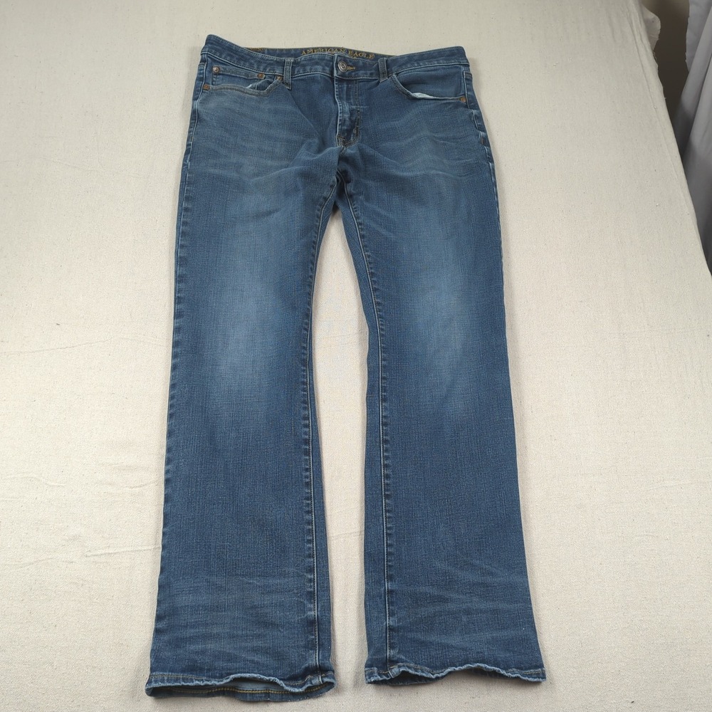American Eagle Jeans Mens 36x34 Blue Original Boot Cut Western Cowboy Faded